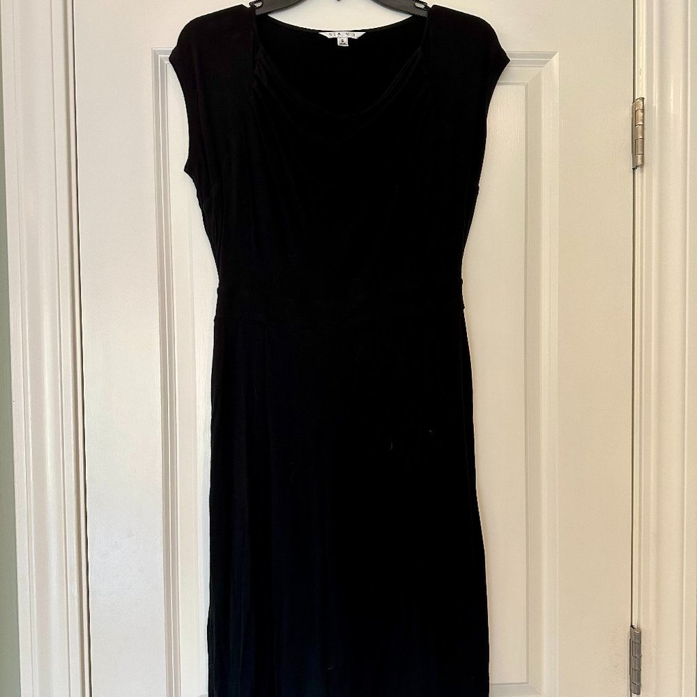 CAbi Black Midi A-Line Dress with Cowl Neck Size S